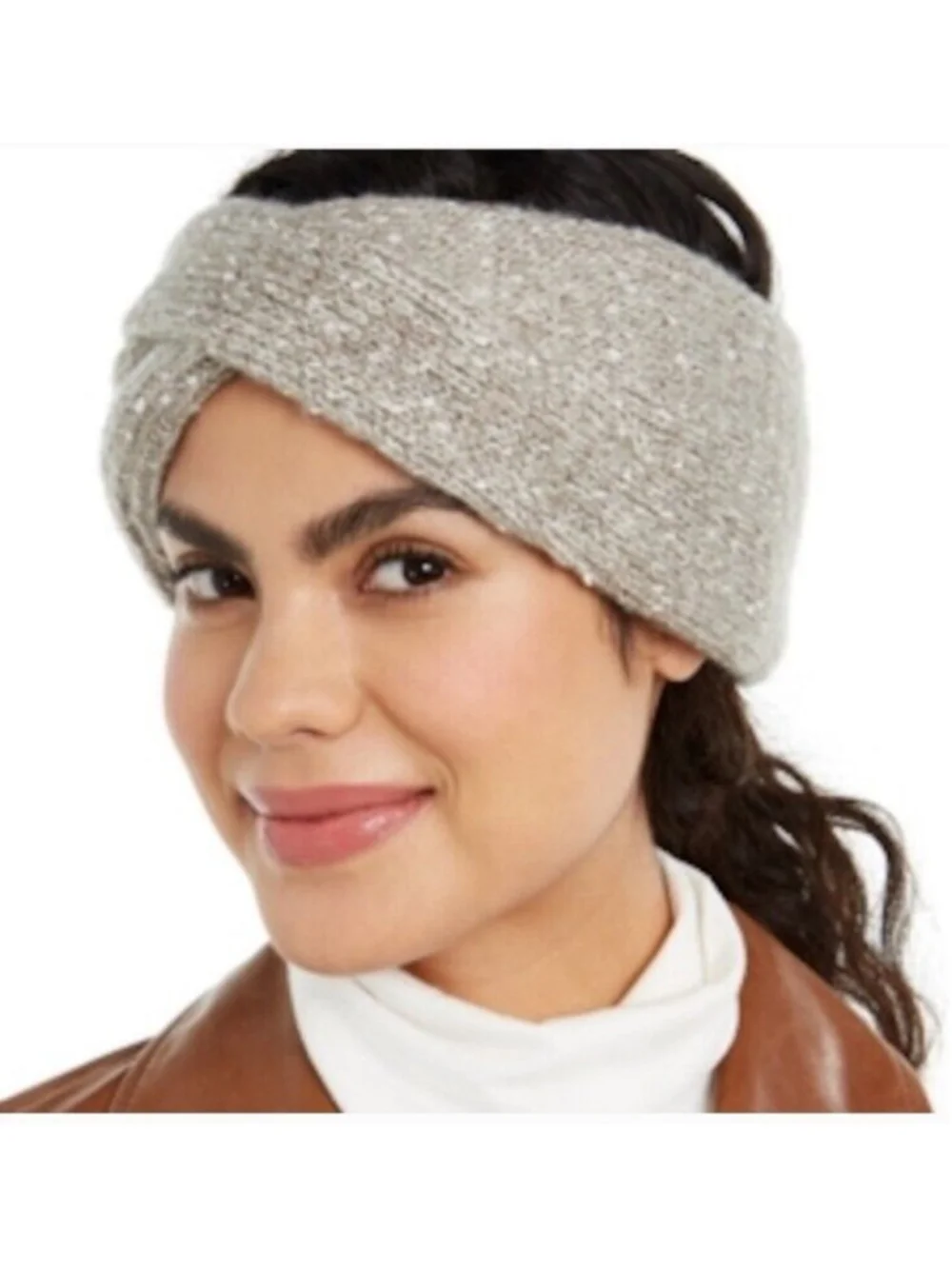 DKNY Grey Copper Metallic Fleece Lined Headband One Size